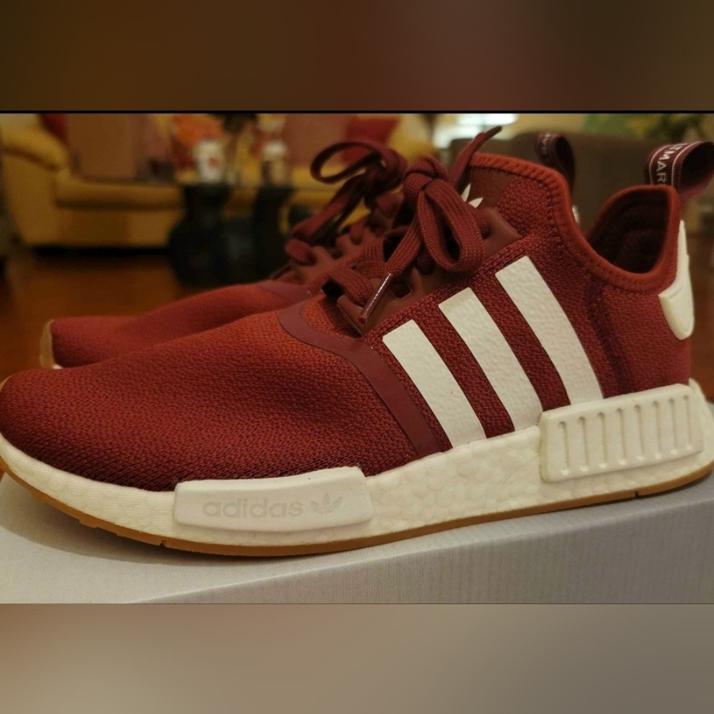 Adidas Maroon NMD Sneakers with White Accents